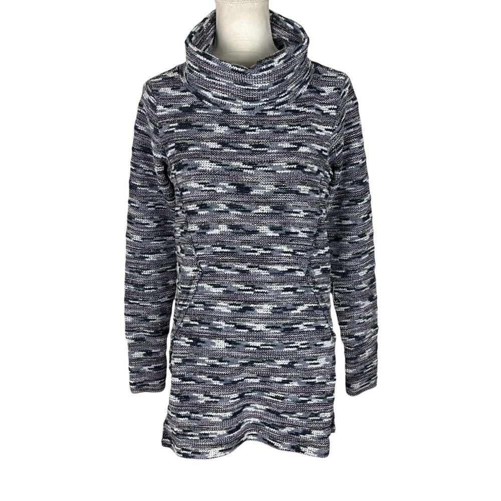 Betabrand All Covered Cowl Neck Tunic Sweater Pockets Marled Colorway Size Small